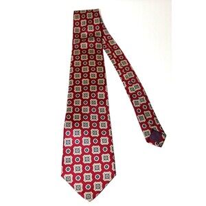 Liberty of London Mens Necktie Tie Imported Silk Maroon Blue Floral Medallion